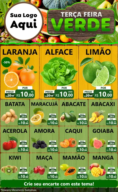Modelo de Encarte para Encarte Grande com o tema Terça-feira Verde para Hortifrúti