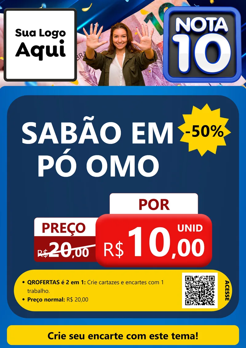 Modelo de Cartaz para Cartaz A4 Vertical com o tema Nota 10 para Produtos de Limpeza