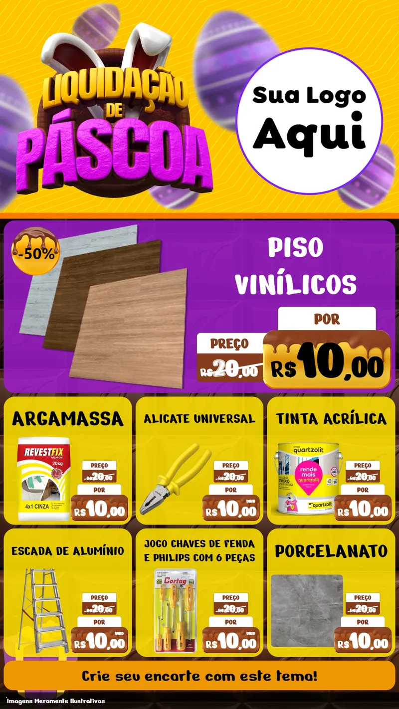 Modelo de Rede Social para Stories com o tema Liquidação de Páscoa para Material para Construção