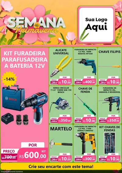 Modelo de Encarte para Encarte A4 Vertical com o tema Semana da Primavera para Maquinas e Ferramentas