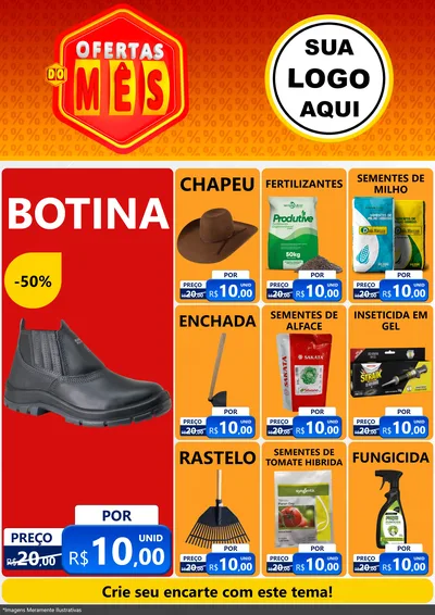 Modelo de Encarte para Encarte A4 Vertical com o tema Ofertas do Mês para Agropecuária
