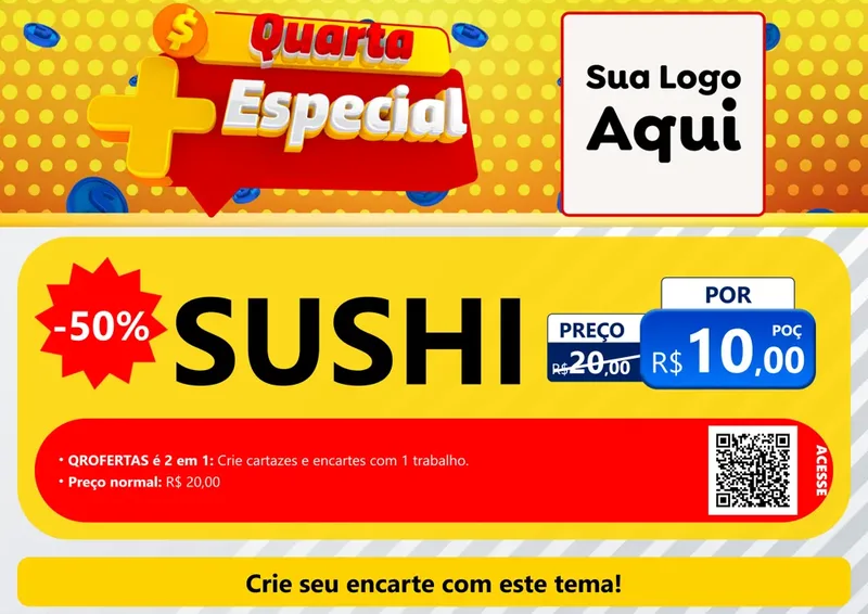 Modelo de Cartaz para Cartaz A4 Horizontal com o tema Quarta Mais Especial para Comida japonesa