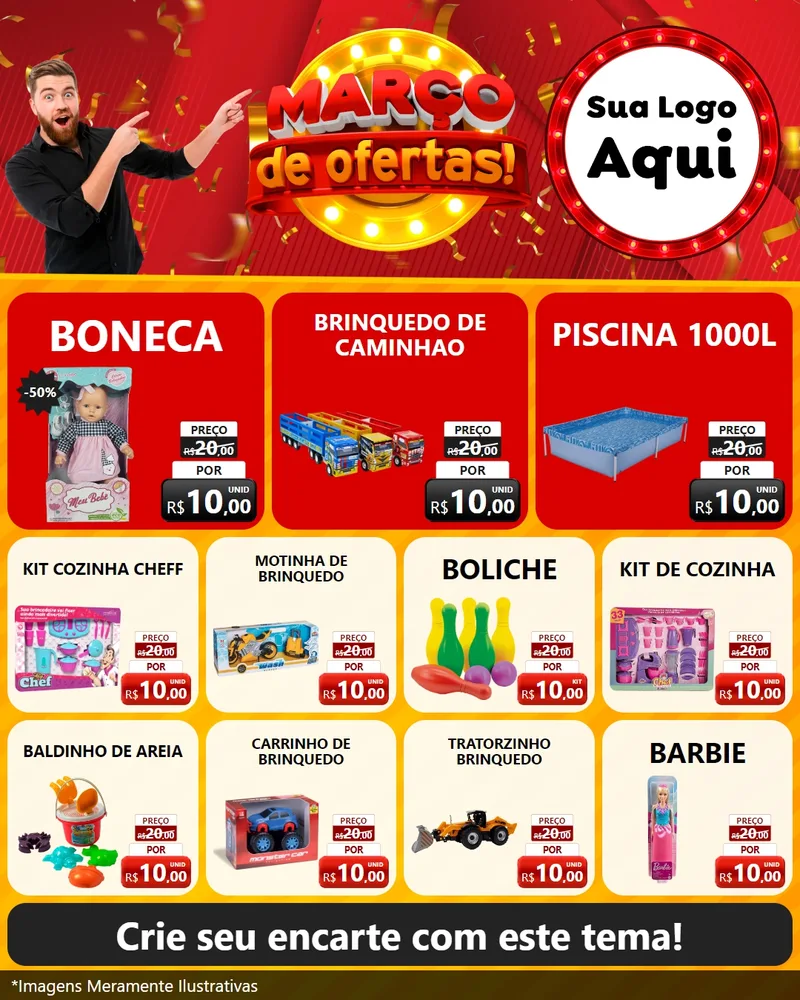 Modelo de Rede Social para Feed Instagram com o tema Março de Ofertas! para Brinquedos