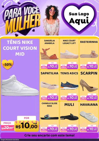 Modelo de Encarte para Encarte A4 Vertical com o tema Para Você, Mulher para Calçados