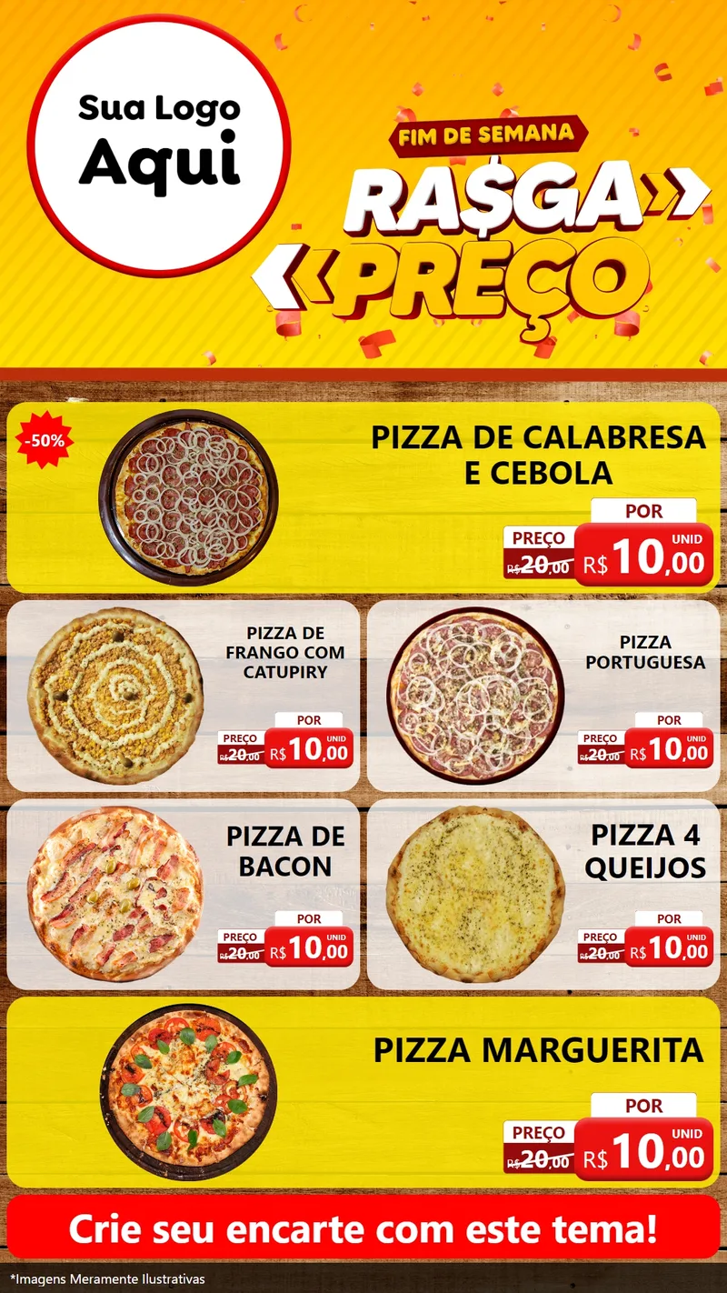 Modelo de TV para TV Vertical com o tema Fim de Semana Rasga Preços para Pizzaria