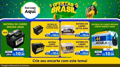 Modelo de TV para TV Horizontal com o tema Ofertas Semana do Brasil para Baterias Elétricas