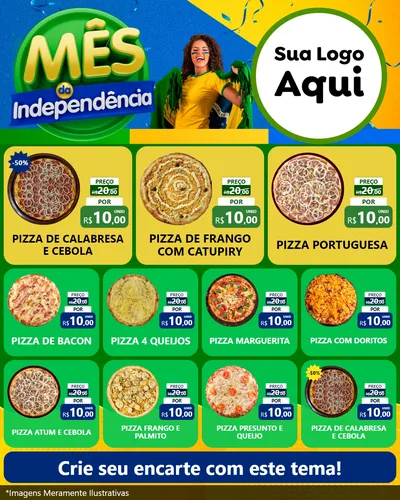 Modelo de Rede Social para Feed Instagram com o tema Mês da Independência para Pizzaria