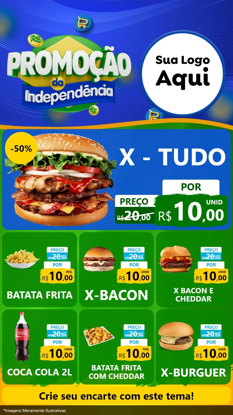 Modelo de Rede Social para Stories com o tema Promoção da Independência para Hamburgueria