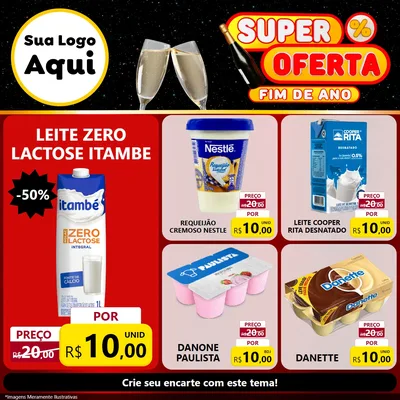 Modelo de Rede Social para Feed Facebook com o tema Super Oferta Fim de Ano para Frios e Laticínios