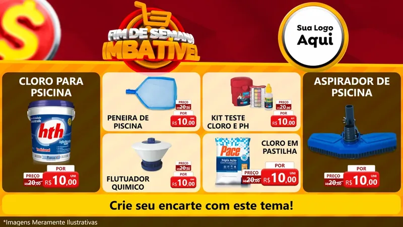 Modelo de TV para TV Horizontal com o tema Fim de Semana Imbatível para Produtos para Piscina