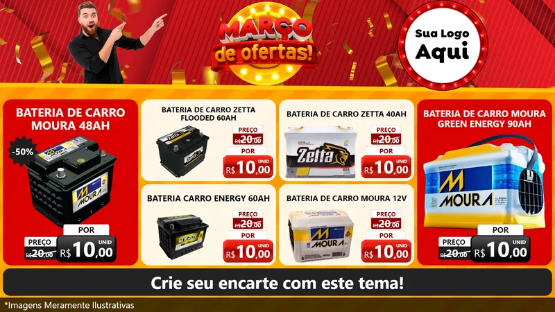 Modelo de TV para TV Horizontal com o tema Março de Ofertas! para Baterias Elétricas