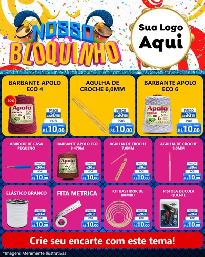 Modelo de Rede Social para Feed Instagram com o tema Nosso Bloquinho para Armarinho e Aviamentos