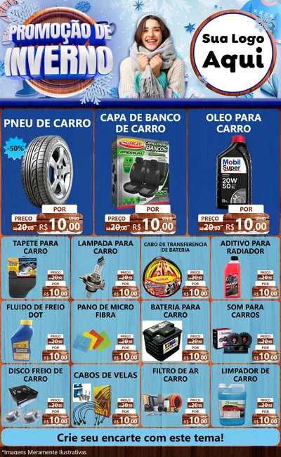 Modelo de Encarte para Encarte Grande com o tema Promoção de Inverno para Auto peças