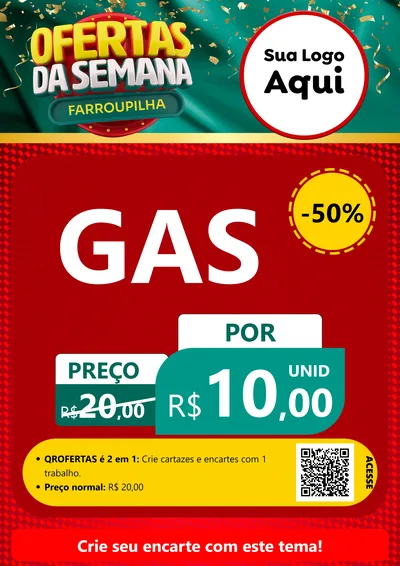 Modelo de Cartaz para Cartaz A4 Vertical com o tema Ofertas da Semana Farroupilha para Água e gás