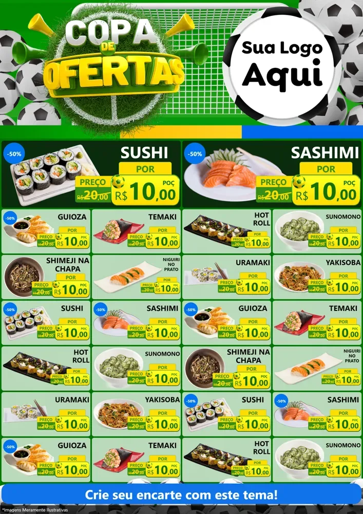 Modelo de Encarte para Encarte A4 Vertical com o tema Copa De Ofertas para Comida japonesa
