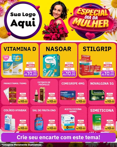 Modelo de Rede Social para Feed Instagram com o tema Especial Dia da Mulher para Farmácia