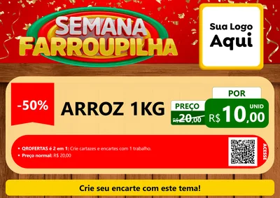 Modelo de Cartaz para Cartaz A4 Horizontal com o tema Semana Farroupilha para Supermercado