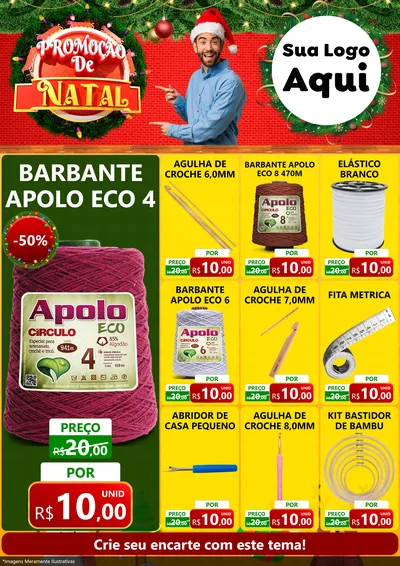 Modelo de Encarte para Encarte A4 Vertical com o tema Promoção de Natal para Armarinho e Aviamentos