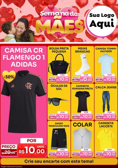 Modelo de Encarte para Encarte A4 Vertical com o tema Semana Das Mães para Roupas e acessórios