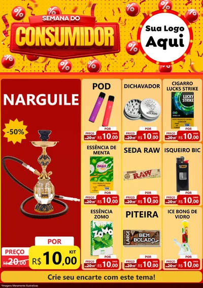 Modelo de Encarte para Encarte A4 Vertical com o tema Semana do Consumidor para Tabacaria