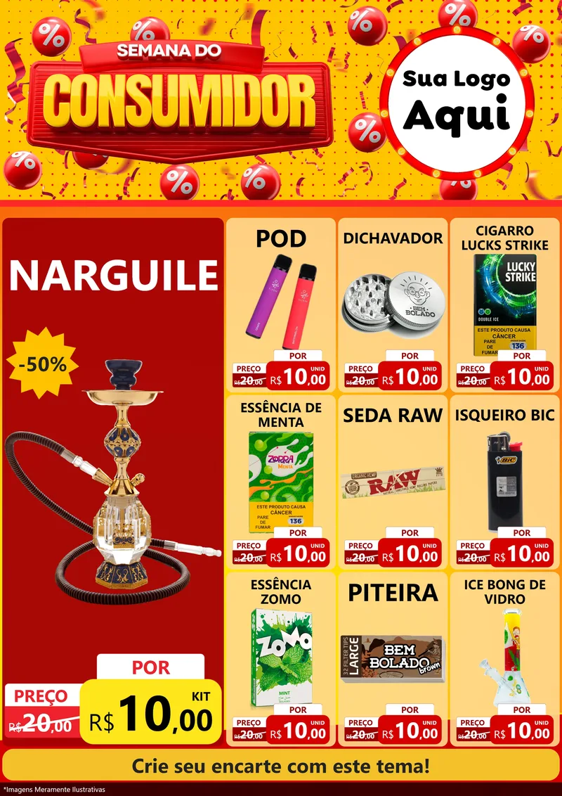 Modelo de Encarte para Encarte A4 Vertical com o tema Semana do Consumidor para Tabacaria