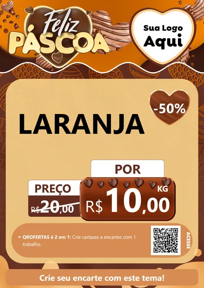 Modelo de Cartaz para Cartaz A4 Vertical com o tema Feliz Páscoa para Hortifrúti