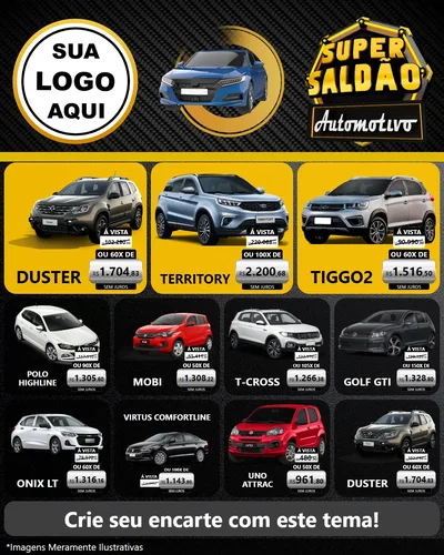 Modelo de Rede Social para Feed Instagram com o tema Super Saldão Automotivo para Concessionaria de Carros