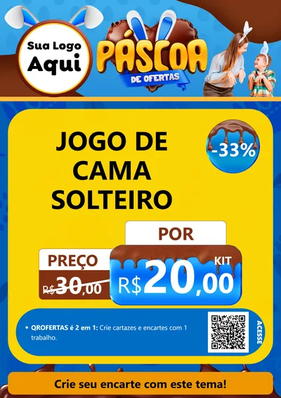 Modelo de Cartaz para Cartaz A4 Vertical com o tema Páscoa de Ofertas para Cama, Mesa e Banho