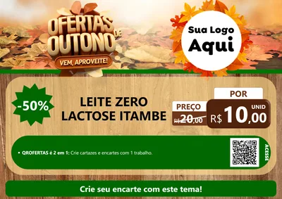 Modelo de Cartaz para Cartaz A4 Horizontal com o tema Ofertas de Outono - Vem, Aproveite! para Frios e Laticínios