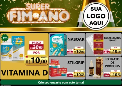 Modelo de Encarte para Encarte A4 Horizontal com o tema Super Fim de Ano para Farmácia