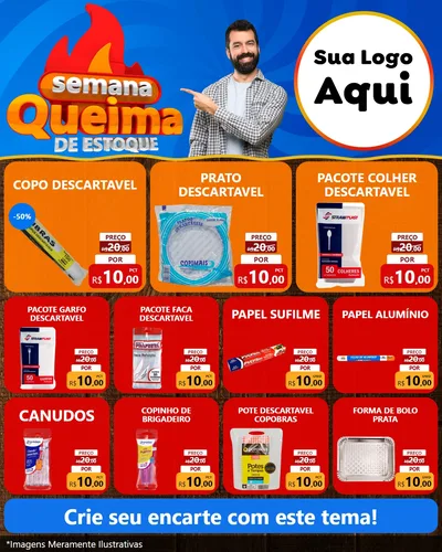 Modelo de Rede Social para Feed Instagram com o tema Semana Queima de Estoque para Embalagens