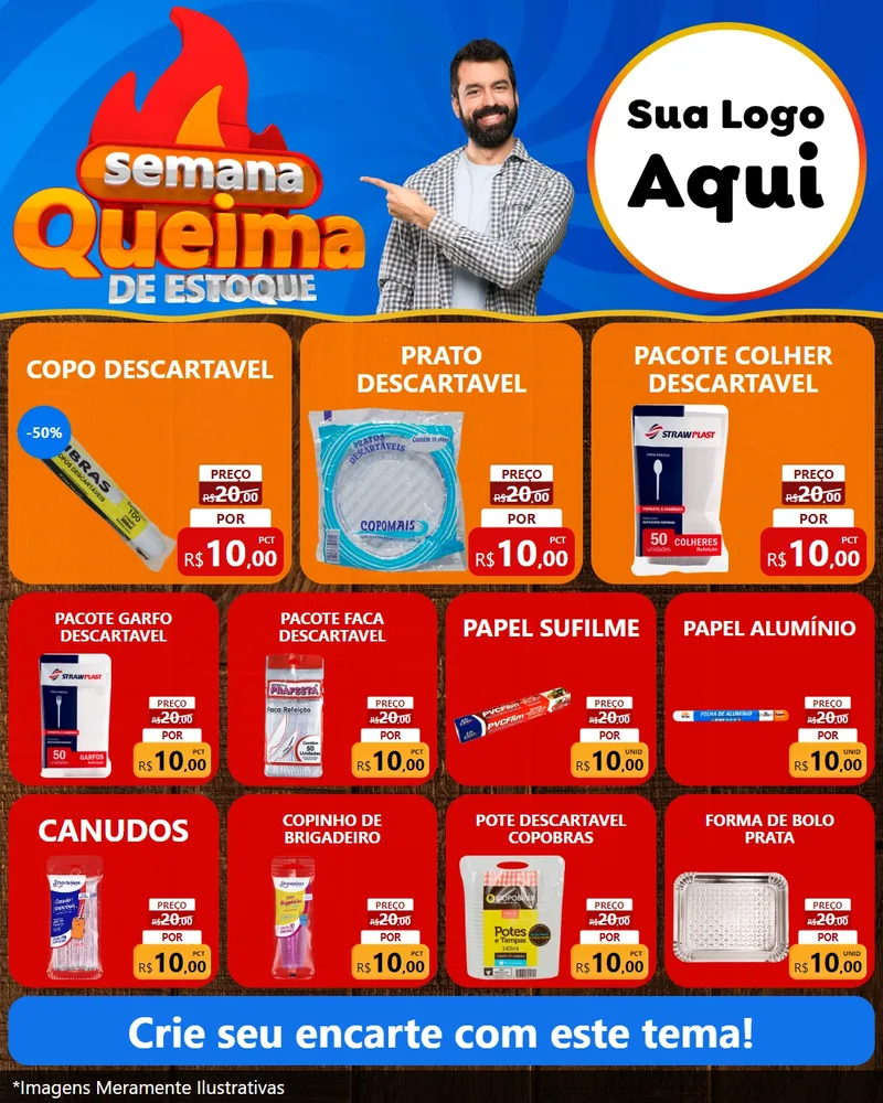 Modelo de Rede Social para Feed Instagram com o tema Semana Queima de Estoque para Embalagens