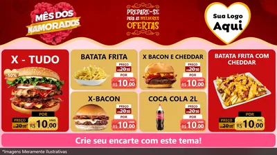 Modelo de TV para TV Horizontal com o tema Mês dos Namorados para Hamburgueria