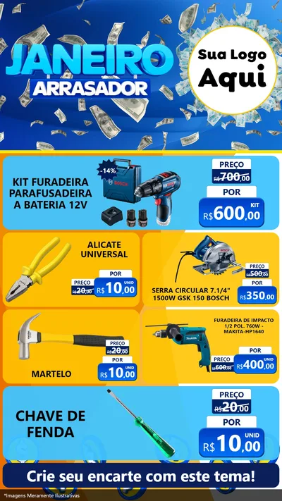 Modelo de TV para TV Vertical com o tema Janeiro Arrasador para Maquinas e Ferramentas