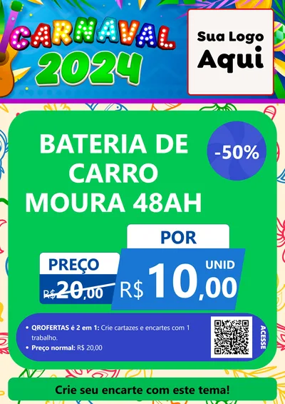 Modelo de Cartaz para Cartaz A4 Vertical com o tema Carnaval 2027 para Baterias Elétricas