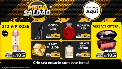 Modelo de TV para TV Horizontal com o tema Mega Saldão para Perfumes