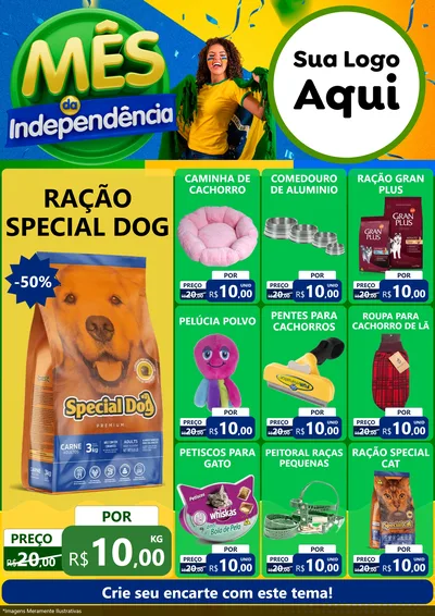 Modelo de Encarte para Encarte A4 Vertical com o tema Mês da Independência para Pet Shop