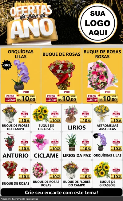 Modelo de Encarte para Encarte Grande com o tema Ofertas de Fim de Ano para Floricultura e jardim