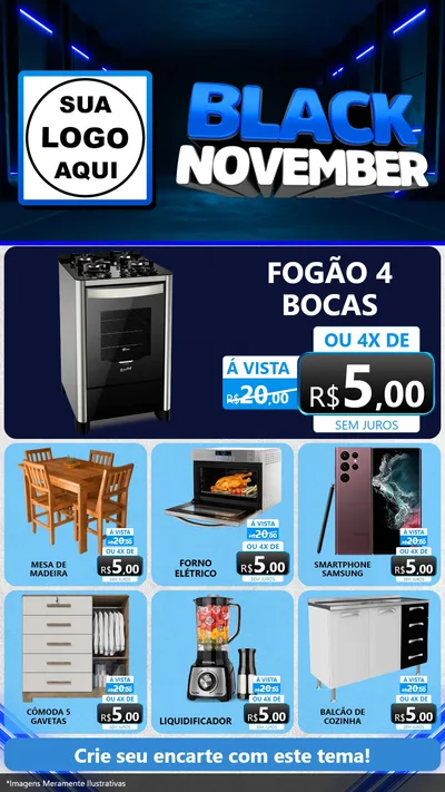 Modelo de Rede Social para Stories com o tema Black November para Móveis e Eletro
