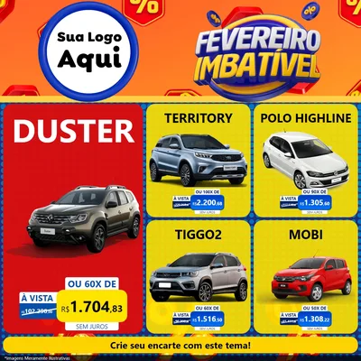Modelo de Rede Social para Feed Facebook com o tema Fevereiro Imbatível para Concessionaria de Carros