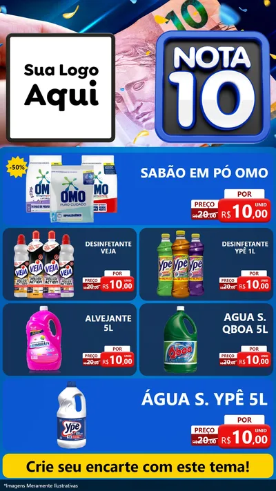 Modelo de TV para TV Vertical com o tema Nota 10 para Produtos de Limpeza