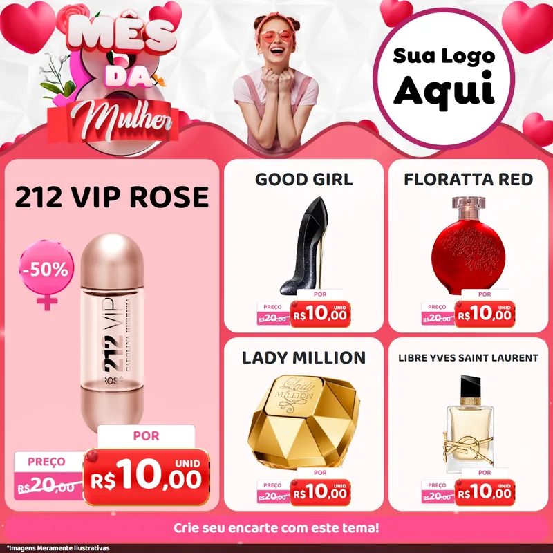 Modelo de Rede Social para Feed Facebook com o tema Mês da Mulher para Perfumes