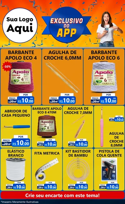Modelo de Encarte para Encarte Grande com o tema Exclusivo do Aplicativo para Armarinho e Aviamentos