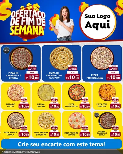 Modelo de Rede Social para Feed Instagram com o tema Ofertaço de Fim de Semana para Pizzaria