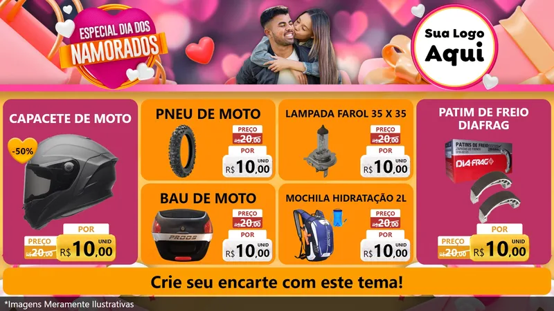 Modelo de TV para TV Horizontal com o tema Especial Dia dos Namorados para Moto peças