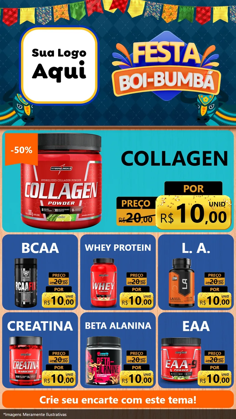 Modelo de Rede Social para Stories com o tema Festa Boi Bumbá para Suplementos alimentares