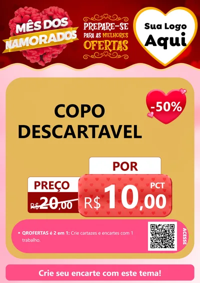 Modelo de Cartaz para Cartaz A4 Vertical com o tema Mês dos Namorados para Embalagens