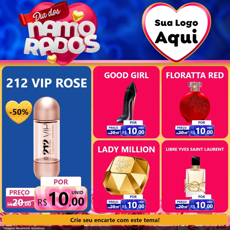 Modelo de Rede Social para Feed Facebook com o tema Dia dos namorados para Perfumes