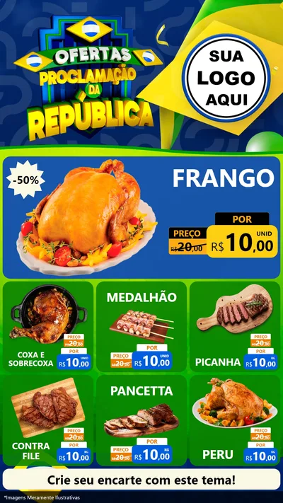 Modelo de Rede Social para Stories com o tema Ofertas Proclamação da República para Assados