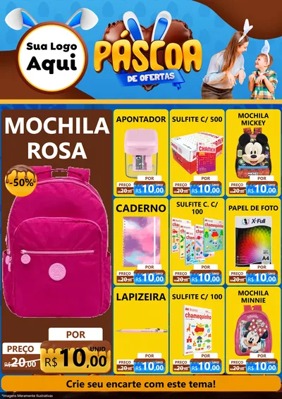 Modelo de Encarte para Encarte A4 Vertical com o tema Páscoa de Ofertas para Papelaria